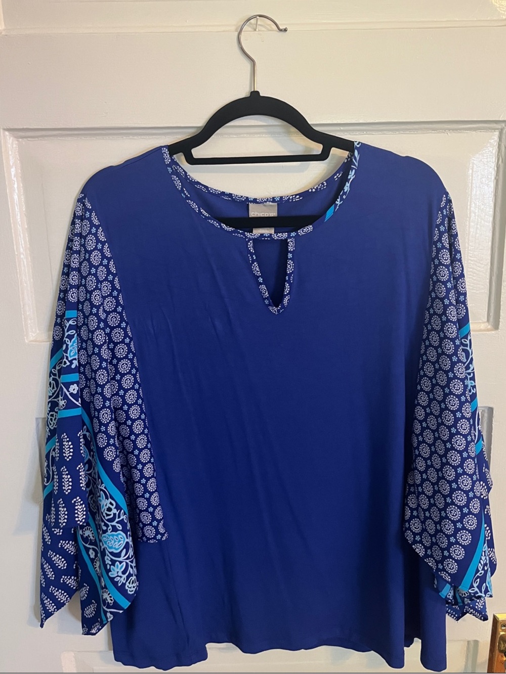 Chico's Royal Blue Mixed-Print Tunic sz 3